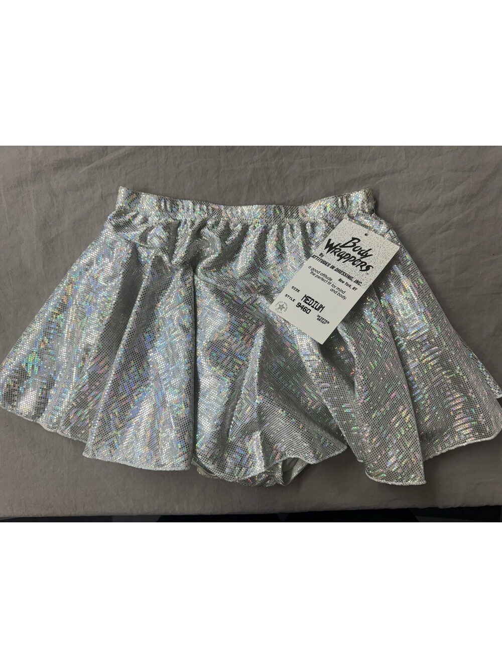 Body Wrappers Leotard Skirt Silver/white Sparkle Size M